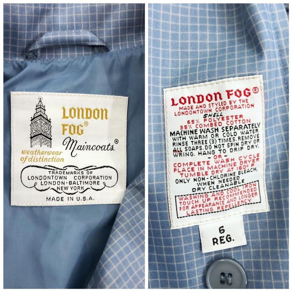 Vintage 1970s London Fog Maincoats Grid Checker Print Trench Coat - Picture 4 of 4